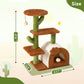 Cactus Cat Tree for Indoor Cats with Cozy Condo Wide Top Perch Multi-Level Jumping and Lounging Space 27.5inch Plush, Brown