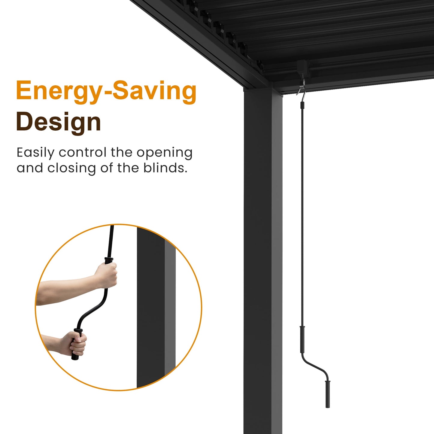 Heynemo 10' x 12' Aluminum Louvered Pergola with Adjustable Roof for Patio, Deck and Garden, Elegance Outdoor Shade