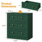 May in Color 3 Drawer Nightstand Set of 2, Large Bedside Table with Golden Round Knobs for Bedroom, Living Room, Hallway, Closet, Green