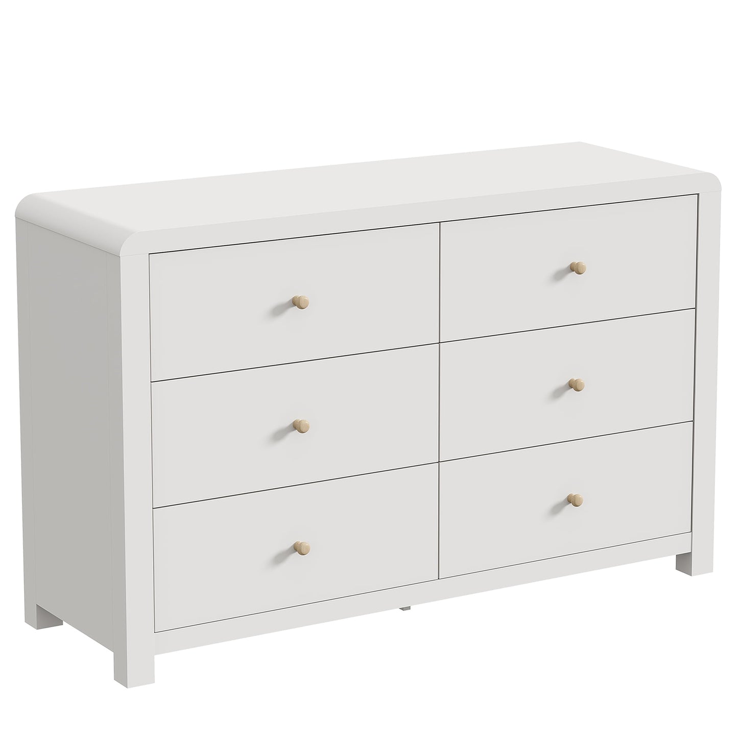 May in Color Modern 6-Drawer Chest of Drawers, with Rounded Corners, White, 47 in