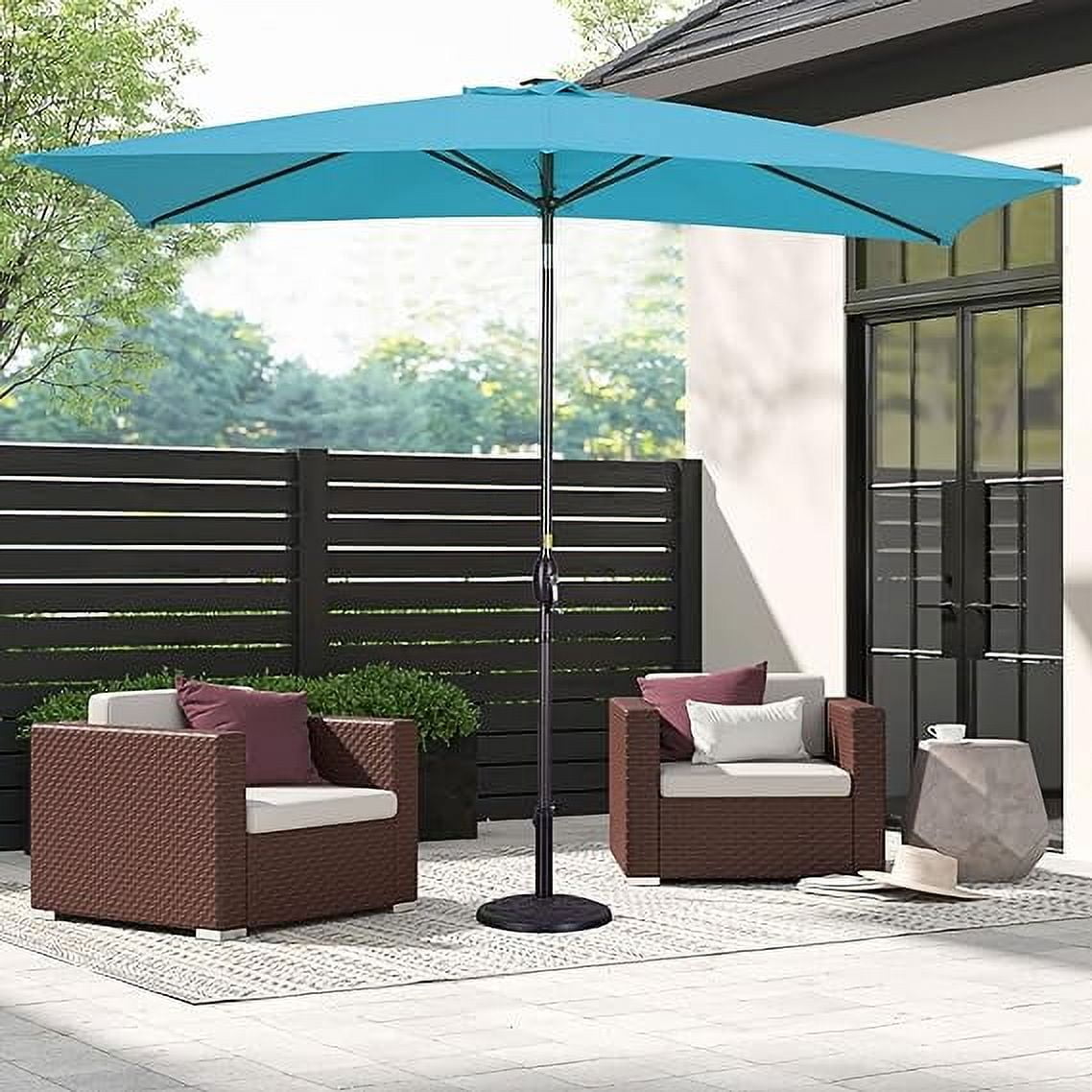 Heynemo 10x 6.5ft Rectangular Patio Umbrella, Outdoor Table Market Umbrella with Crank, 6 Steel Ribs, Polyester Canopy, Aluminum Pole,Red