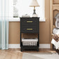 RoyalCraft Tall Nightstand, Side Table with 2 Drawers and Open Shelf Below, Bedside Table with Solid Feet, Modern Night Stand End Table for Bedroom, Living Room, Home Office, Black