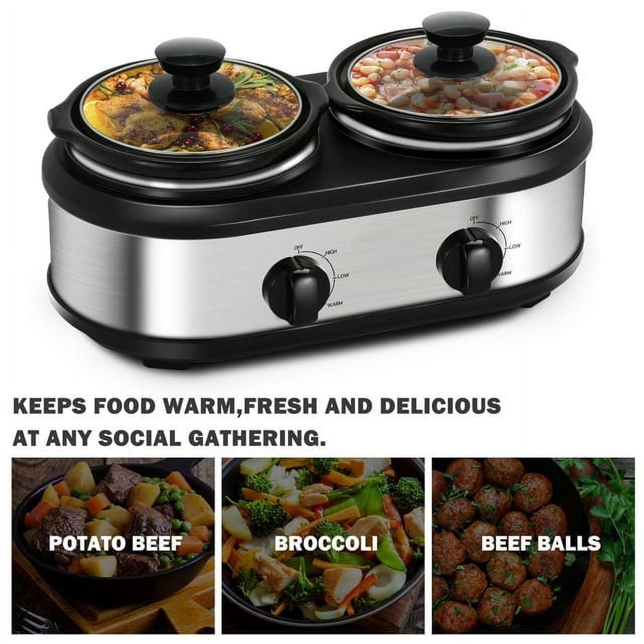 Superjoe Dual Pot Electric 2.5 qt Slow Cooker