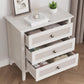 RoyalCraft White Dresser for Bedroom, Boho Tall Dresser with 3 Rattan Decorated Drawers, Modern Wood Chest of Drawers for Closet, Living Room, Hallway, Entryway
