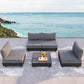 5 Pieces Aluminum Patio Furniture Set, Outdoor Sectional Sofa Conversation Sets with Coffee Table, Modular Armless Chairs Set for Pool Garden Balcony Porch, Grey