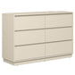 May in Color 6 Drawer Dresser with Charging Station for Bedroom, Beige