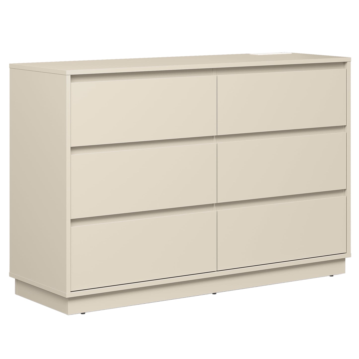 May in Color 6 Drawer Dresser with Charging Station for Bedroom, Beige