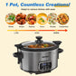 Sunvivi 4QT Digital Slow Cooker, Programmable Crock Pot with Locking Lid, Timer, 3 Heat Settings & Removable Ceramic Insert, Gray
