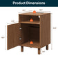 Heynemo Wood Nightstand with Storage, Bedside Table with Charging Station and Solid Wood Legs, Ideal for Living Room, Bedroom, Entryway, Brown