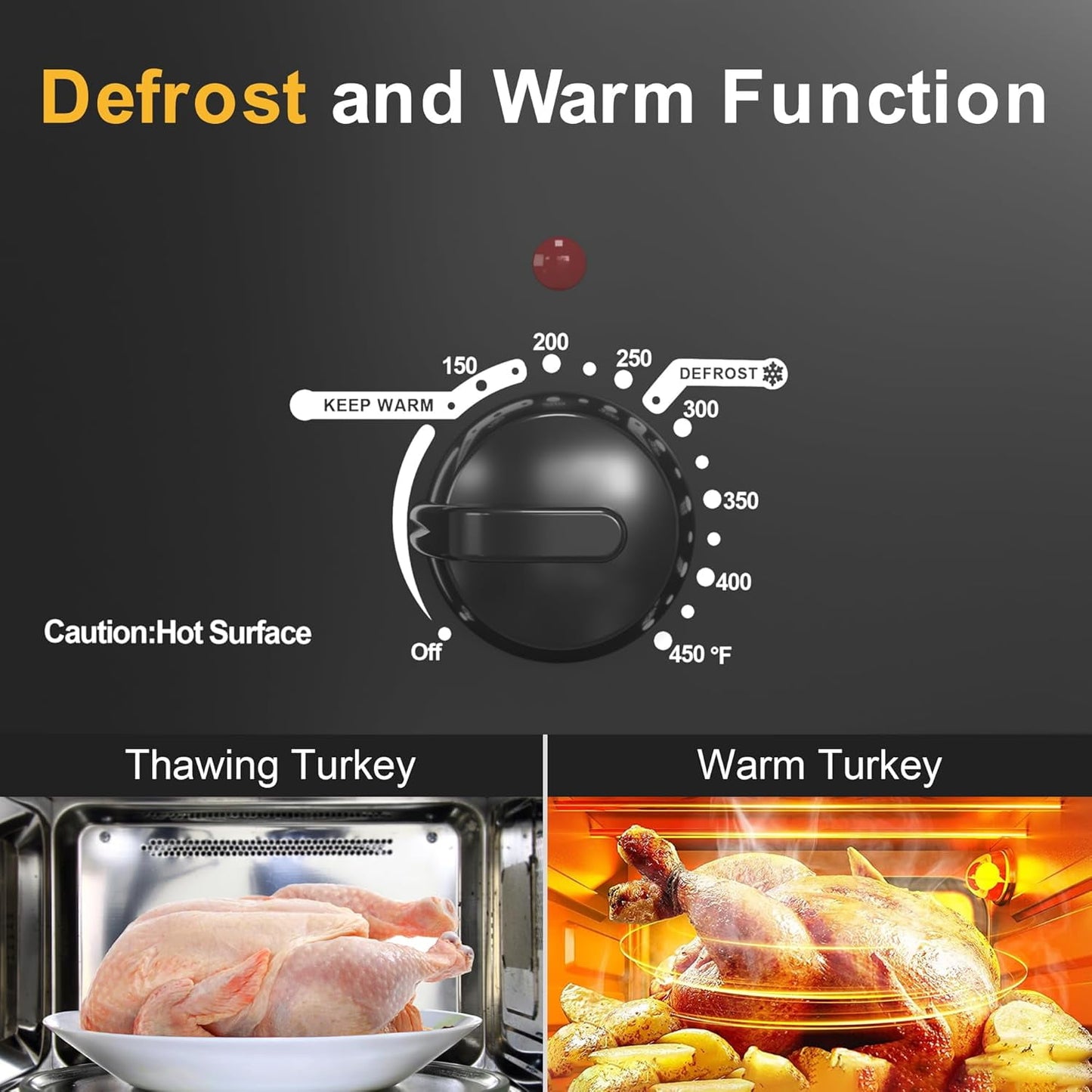 Superjoe 22 Quart Electric Roaster Oven with Self-Basting Lid, Turkey Roaster Oven Buffet with Removable Pan, Cool-Touch Handles, Black