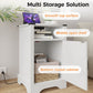 Superjoe 2Pcs Farmhouse Nightstand with Charging Station, Wooden Rustic Tall Bedside Table, End Table with Storage Shelf & Shelf for Bedroom, Living Room, White