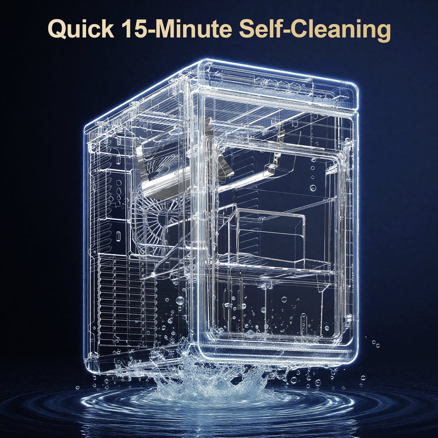 Sunvivi Clear Ice Maker for Home ÿ Compact Countertop Ice Machine with 1.6" Square Ice Cubes, Self-Cleaning, LED Light & Timer, Portable Electric Ice Maker for Kitchen, Bar, RV, Black