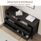 RoyalCraft Black 6 Drawer Dresser, Fluted Modern Wood Dresser, Double Chest of Drawers with Ball Bearing Slide, Long Dresser for Bedroom TV Stand Storage Cabinet for Living Room
