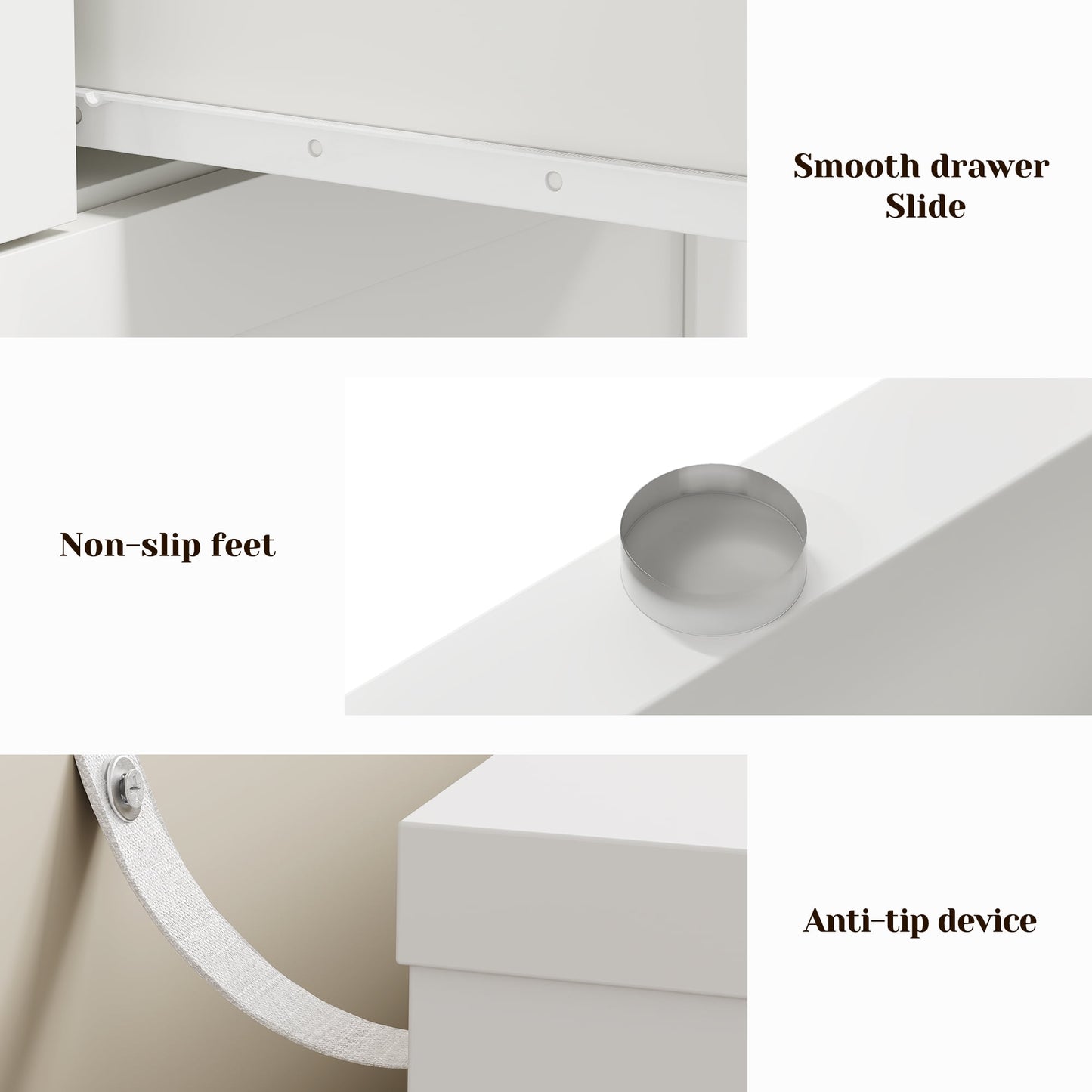 May in Color Dresser for Bedroom with 7 Drawers, Wood Drawer Organizer for Bedroom, Living Room, Hallway, White