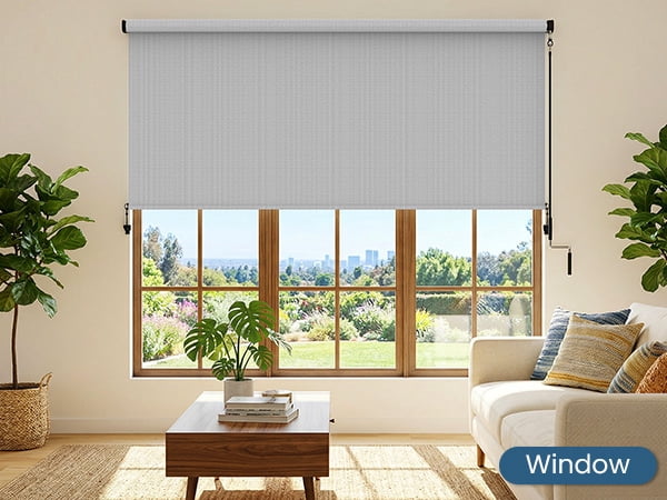 CozyHome Outdoor Roller Shade 6' x 6', Cordless Patio Shade with Crank Handle, 95% UV Protection, Aluminum Privacy Sun Shade for Patio, Gray