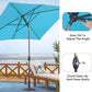 Heynemo 10x 6.5ft Rectangular Patio Umbrella, Outdoor Table Market Umbrella with Crank, 6 Steel Ribs, Polyester Canopy, Aluminum Pole,Red