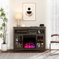 May in Color 47'' Farmhouse TV Stand with 18'' Fireplace Insert, TV Console with Adjustable Shelves, Glass Doors & LED Lights