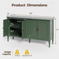 May in Color 58" Wood Buffet Cabinet, Mid-Century Modern Console Cabinet, with 4 Door & Media Storage, for Entryway, Living Room, Dining Room, Bedroom, Green