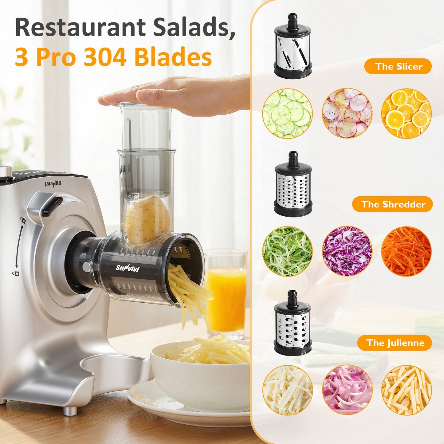 Heynemo 4-in-1 Stand Mixer 5.3QT with Fermentation, Electric Dough Mixer with Juicer, Meat Grinder & Salad Maker