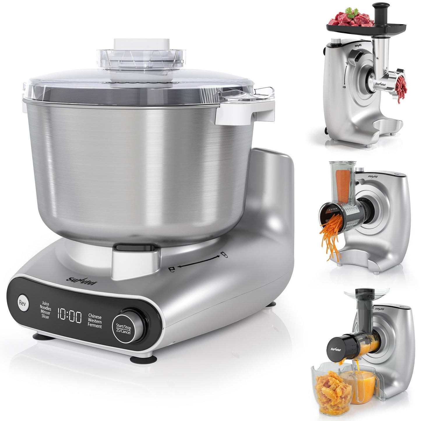Heynemo 4-in-1 Stand Mixer 5.3QT with Fermentation, Electric Dough Mixer with Juicer, Meat Grinder & Salad Maker