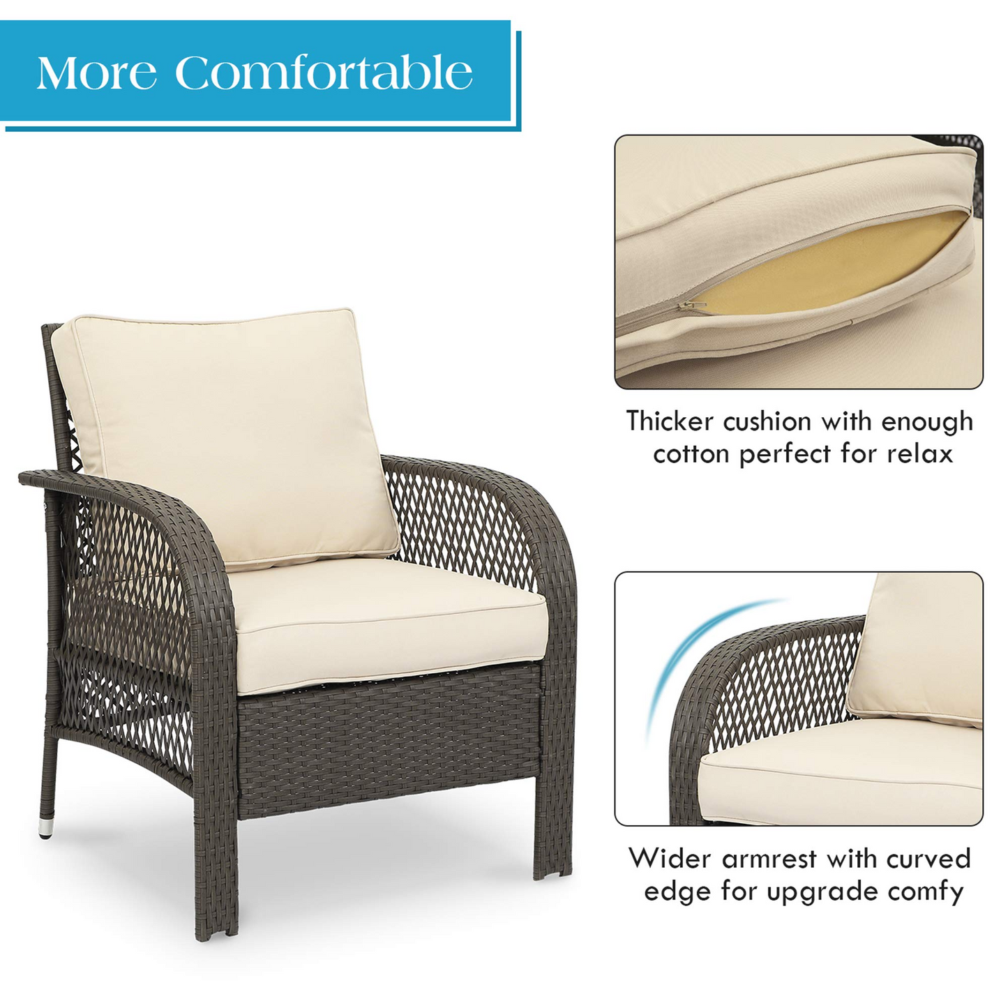 4 Pieces Outdoor Wicker Furniture Set