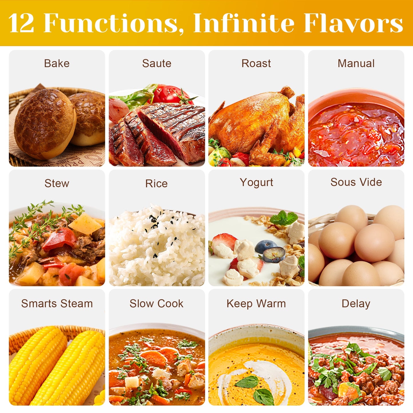 Sunvivi 12-in-1 Digital Slow Cooker Programmable Multi-Cooker, 8 Qt, Auto Shut-Off