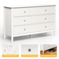 May in Color Fluted 6 Drawer Dresser, Wide Modern Chest of Drawers, Large Wood Storage Cabinet Organizer for Bedroom, Living Room, Hallway, Entryway, White