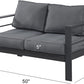 Superjoe Outdoor 2 Seats Patio Aluminum Sofa Furniture, All-Weather Couch Loveseat Gray Metal Chair with Cushions, Dark Grey