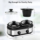 CozyHom 2.5QT Dual Pot Slow Cooker Electric Food Warmer With Adjustable Temp Stainless Steel Removable Pots Lid Rests Crock Pot