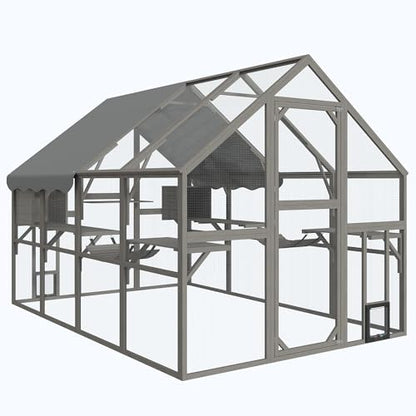 Keygarzone Outdoor Cat Enclosure 110"L x 74.5"W x 74.5"H