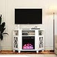 RoyalCraft Corner TV Stands with Fireplace , Media Console Table with Adjustable Shelves, Acrylic Doors with Diamond Design, Entertainment Center for Living Room