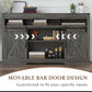 Mayincolor Farmhouse TV Stand for 65+ Inch TVs, Rustic Wood Media Console with Sliding Barn Doors, Dark Grey
