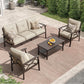 Heynemo 5-Seater Outdoor Patio Furniture Set, 4 Piece Patio Conversation Set with Coffee Table, Metal Furniture Set for Porch Backyard Garden, Coffee