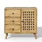 RoyalCraft Accent Cabinet with Doors, Entryway Cabinet with Oak Legs, Wooden Decorative Sideboard with Adjustable Shelf & Doors for Living Room (Natural With Door & 3 Drawers, 2)