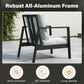 RoyalCraft Aluminum Outdoor Patio Armchair Set of 2, Water-Resistant Metal Patio Single Chairs, Modern Outdoor Conversation Set for Deck Garden Poolside, Grey