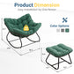 Heynemo Patio Rocking Chair with Ottoman for Outdoor & Indoor, Outdoor Wicker Papasan Chair with Thick Cushions for Garden, Porch, Green