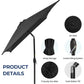 Mayincolor 6.5 x 10 Ft Rectangular Patio Umbrella Aluminum Pole, Outdoor Table Market Umbrella with Crank, 6 Steel Ribs, Polyester Canopy, Black
