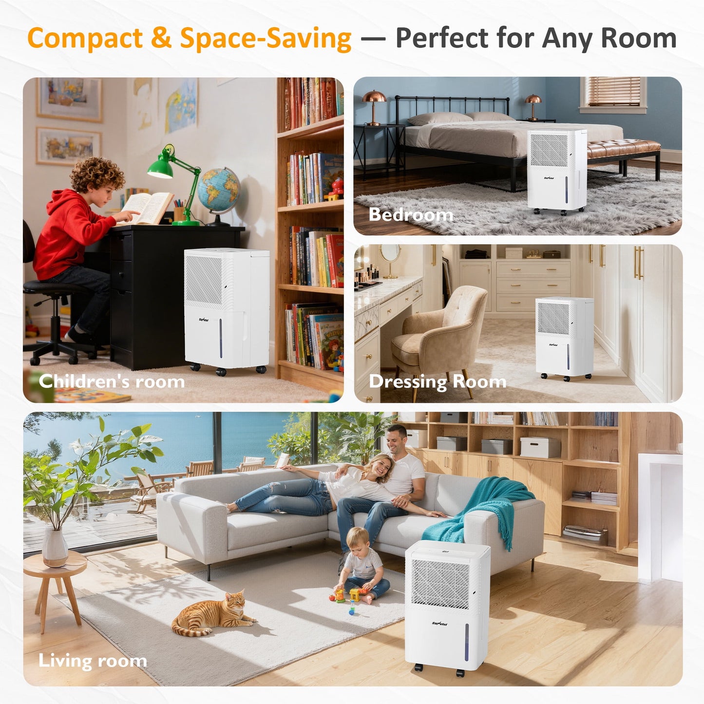 Cozy Home 22 Pint Dehumidifier for Home 1500 Sq Ft with Drain Hose & 71oz Tank, Portable Dehumidifiers for Basement Bedroom Bathroom