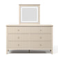 Heynemo Fluted 6 Drawer Dresser with Lighted Mirror, Wide Modern Chests of Drawers for Bedroom, Living Room, Hallway, Beige