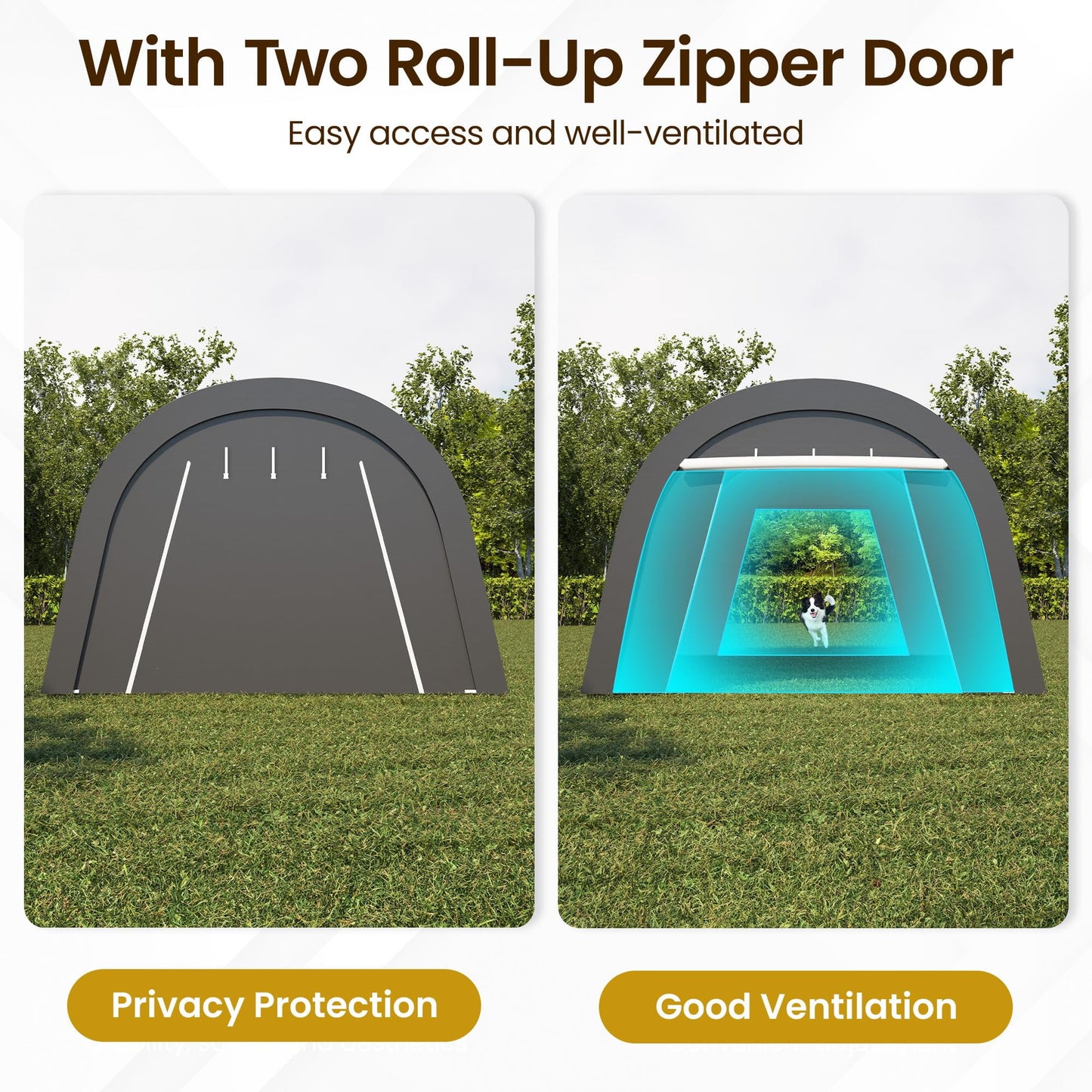 Heynemo 13' x 20' Heavy Duty Carport with Weatherproof PE Cover and Steel Frame, Portable Outdoor Car Canopy Party Tent with 2 Roll up Doors