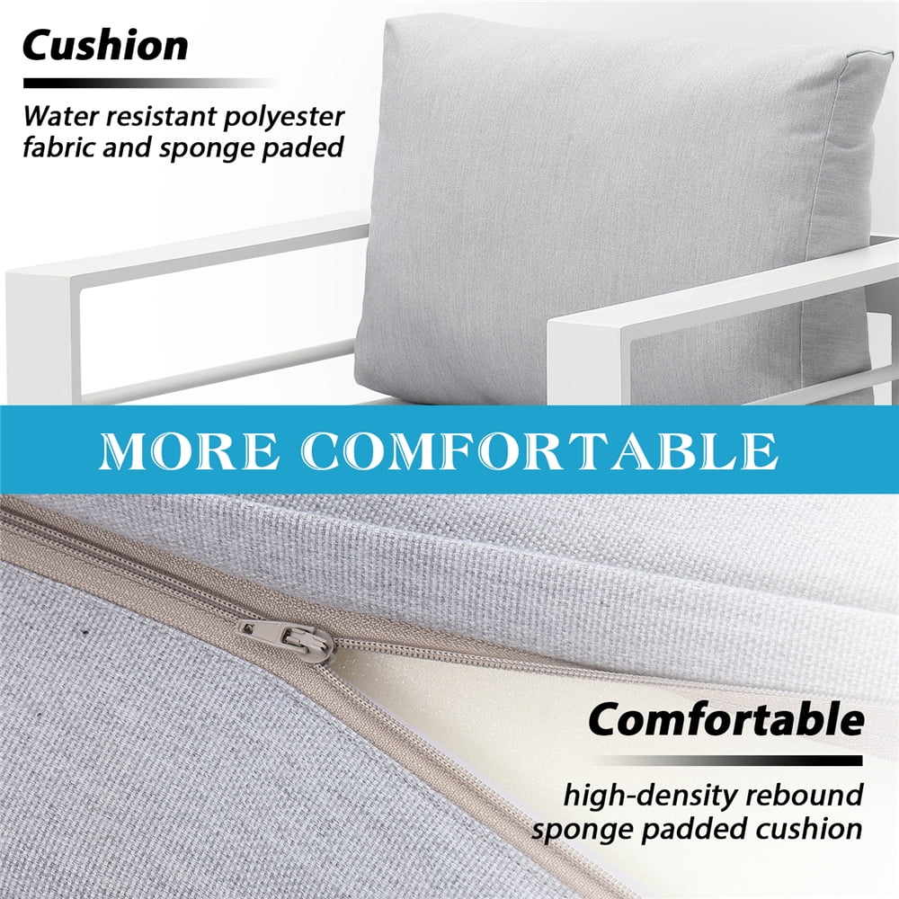 Superjoe Aluminum Outdoor Furniture Set 4 Pcs Patio Sectional Conversation Sofa Set with Coffee Table,White