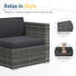 Royalcraft Outdoor Patio Set,5 Pcs PE Wicker Rattan Outdoor Furniture Set, Tempered Glass Coffee Table, Grey