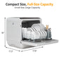 Heynemo 18 Inch Compact Dishwasher for Small Spaces, Dual Water Supply, 6 Cleaning Modes, Energy Star, Visible Door, White
