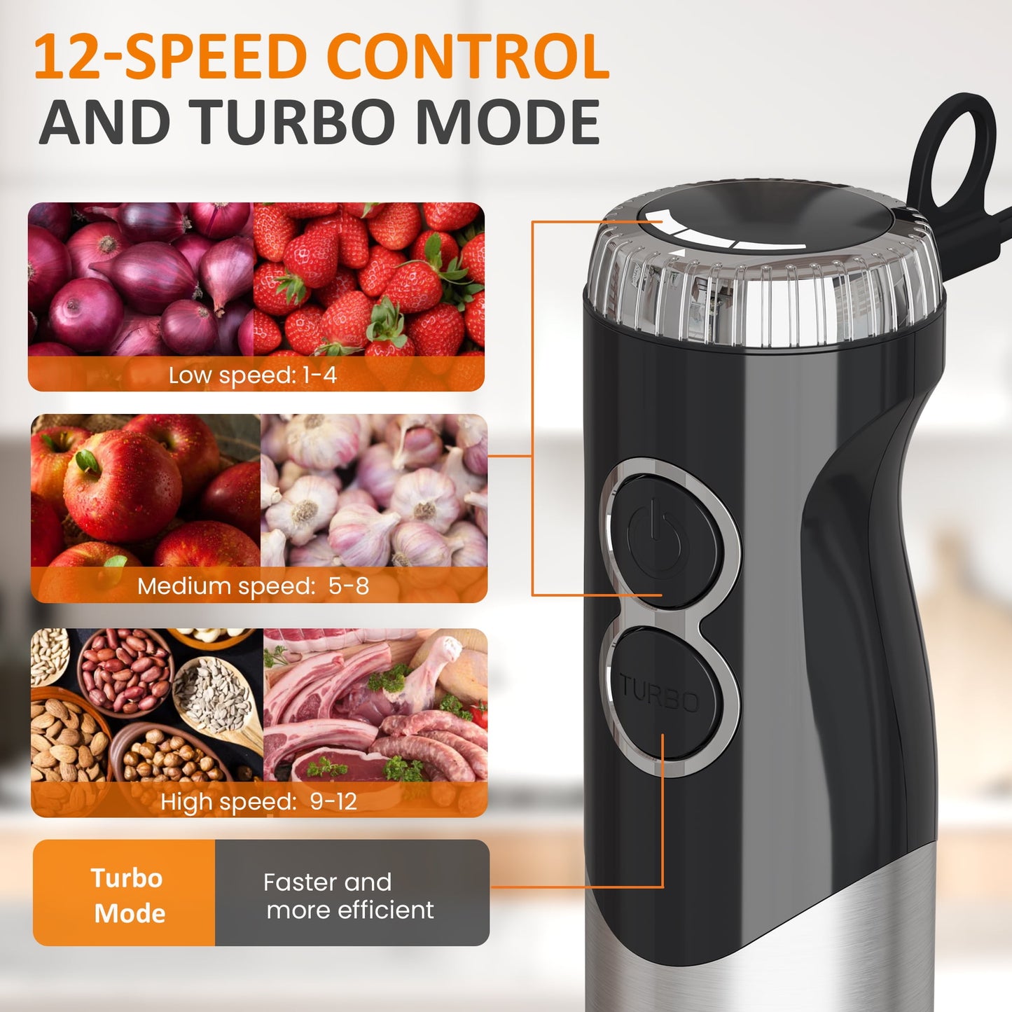 Sunvivi 1000W Hand Blender: 12 Speeds, 10 Attachments for Smoothies, Soups & More ÿ Effortless Blending in Seconds!