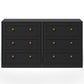 May in Color Black Nightstands Set of 2, Modern 3-Drawer Bedside Tables with Gold Knobs, Wooden End Tables for Bedroom, Living Room, Hallway, or Closet