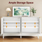 May in Color 55'' Buffet Cabinet with Fluted Door and Adjustable Shelves, Wood Credenzas Coffee Bar Cabinet for Kitchen, Dining Room, Living Room, White