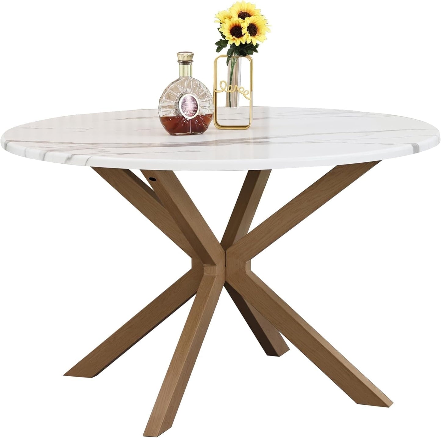 Royalcraft 47" Round Dining Table, Mid Century Modern Table for 4-6 Person£¬White