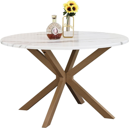 Royalcraft 47" Round Dining Table, Mid Century Modern Table for 4-6 Person£¬White