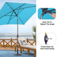 Heynemo Rectangular Patio Umbrella 10' x 6.5' with Hand Crank, Outdoor Market Umbrella with Waterproof Cover for Garden, backyard and Deck, Light Blue