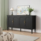 May in Color Buffet Sideboard Table Set of 2, 59'' Mid Century Modern Console Table, Media Cabinet with 4 Doors, Accent Cabinet Wood Sideboard, for Entryway, Living Room, Dining Room, Black